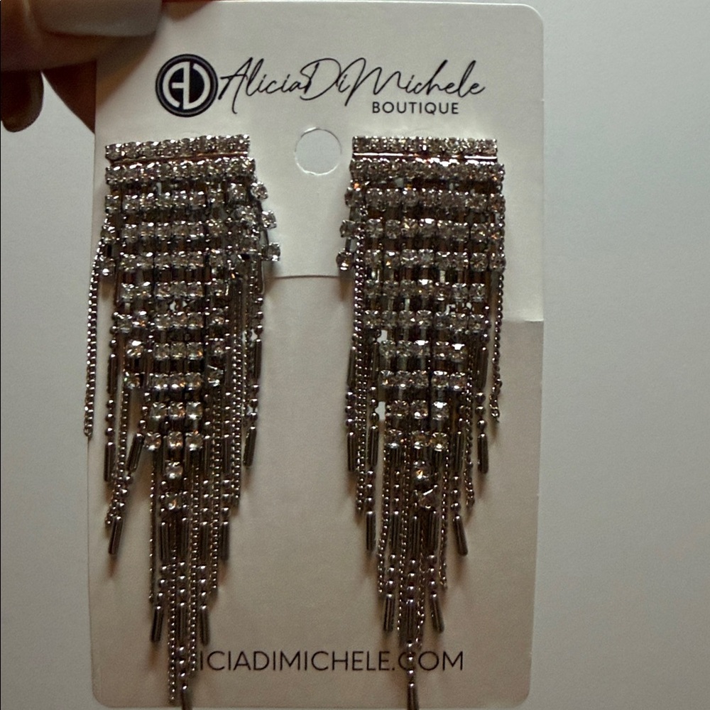 Silver Statement Earrings - image 2
